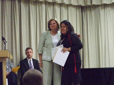 Image: Claudia Rodriquez — Mrs. Cochran honors Claudia with the Walter Upchurch Memorial Scholarship.