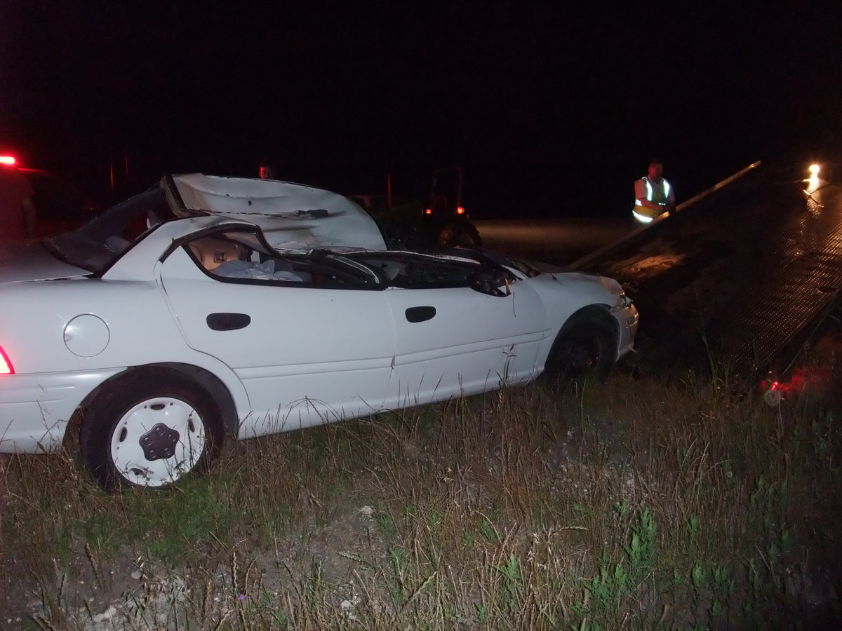 Image: What’s left — The car, that crashed into the runaway horse, was totalled.