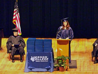 Image: Lewis delivers the commencement speech — Megann Lewis, 2007 IHS Valedictorian, was asked by the Dean of Students to deliver the commencement speech to the 2009 graduates of Vernon College.