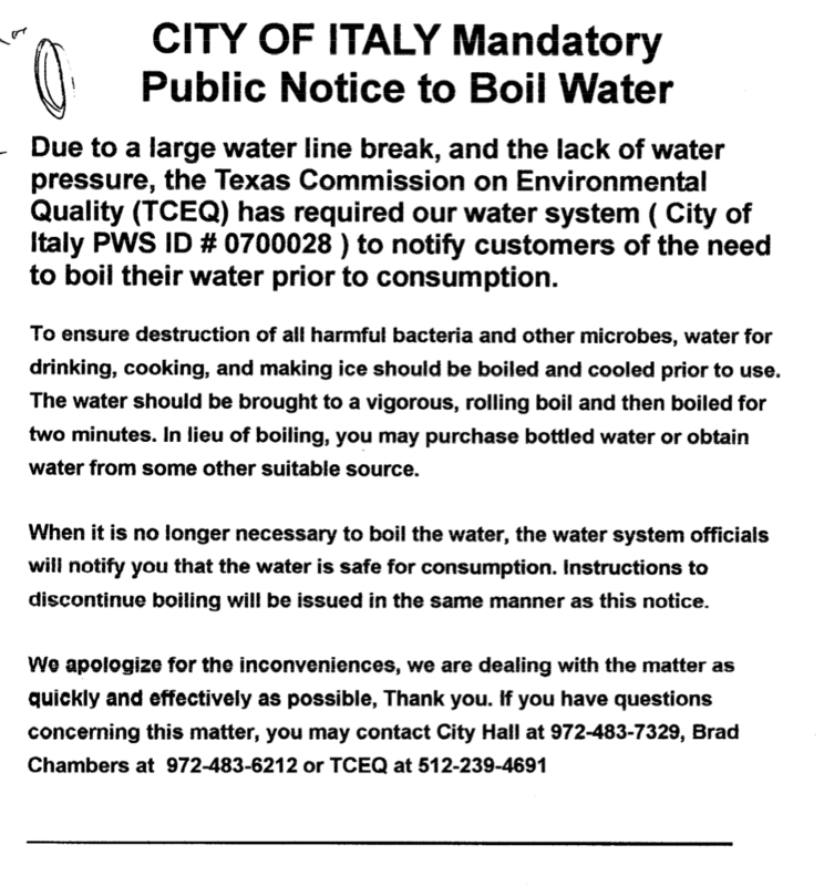 Image: Boil Order Notice — This notice was posted on many houses up and down the effected streets.