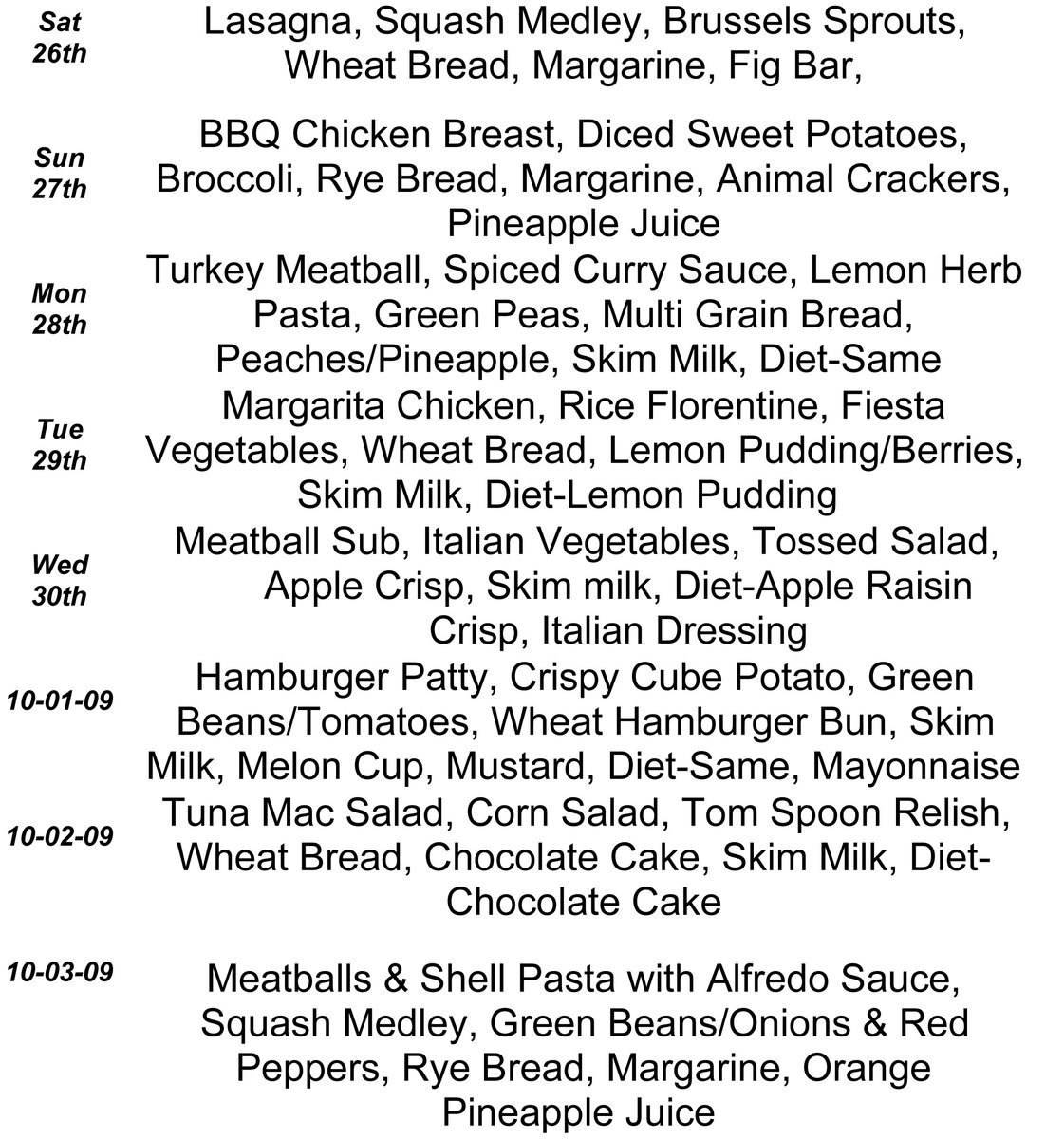 Image: Meals on Wheels, September Menu – page 4