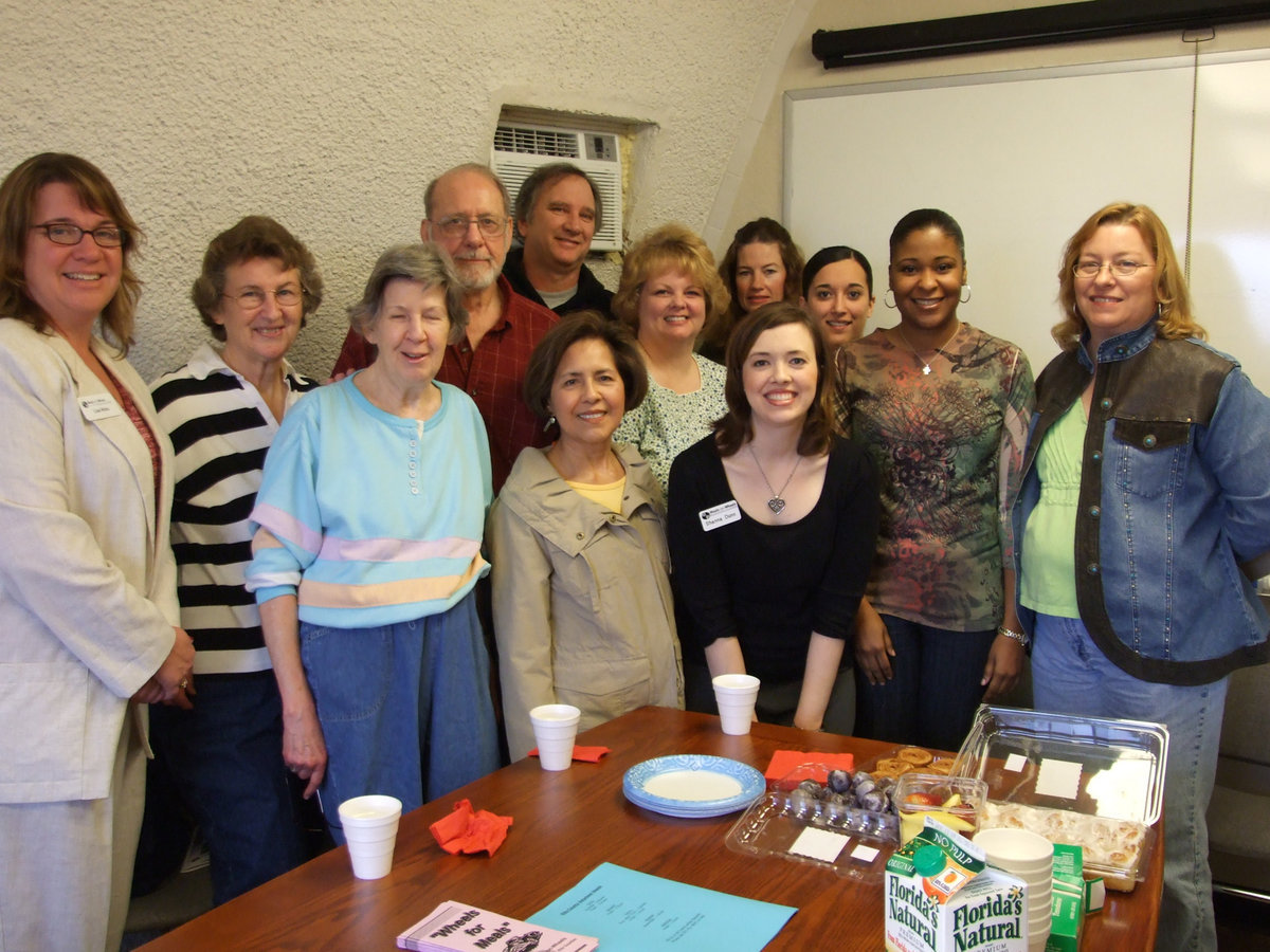 Image: Meals on Wheels Volunteers — Pictured here are: Front Row-Lisa Hicks, Clarice Irvin, Margret Sharwood, Terri Garcia, Shanna Dunn, Jackie Carter, Anne Sutherland. Back Row-Louis Sherwood, Floyd Elfrink, Renee Finley, Ladon Durham, and Kasey Montgomery.