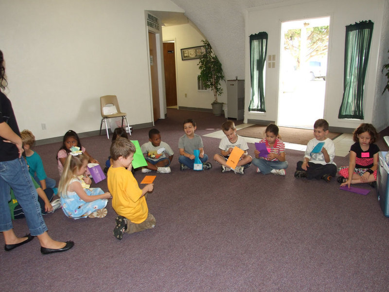 Image: Fun in a Dome — Students getting their instructions for the next project.