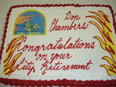 Image: Congratulations Chief Chambers — Even if the cake had candles, Italy Fire Chief Donald Chambers would have just put them out anyway.
