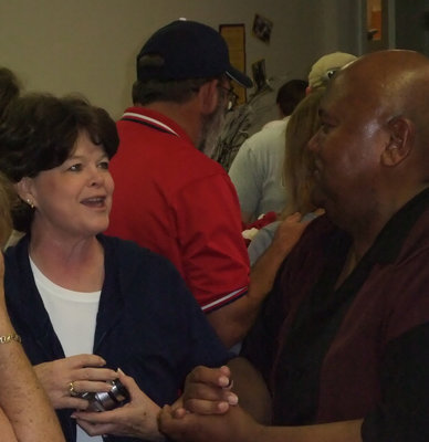 Image: Kay Chambers — Mrs. Chief, Kay Chambers, talks over old times with Mayor Frank Jackson.