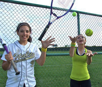 Image: Alyssa and Drew attempt to juggle softball and tennis — From pulling off double plays as softball teammates to playing doubles partners for Italy’s tennis team, Alyssa Richards and Drew Windham immediately headed for the regional tennis meet in Nacogdoches after competing in a district showdown against Hubbard in softball on Tuesday.