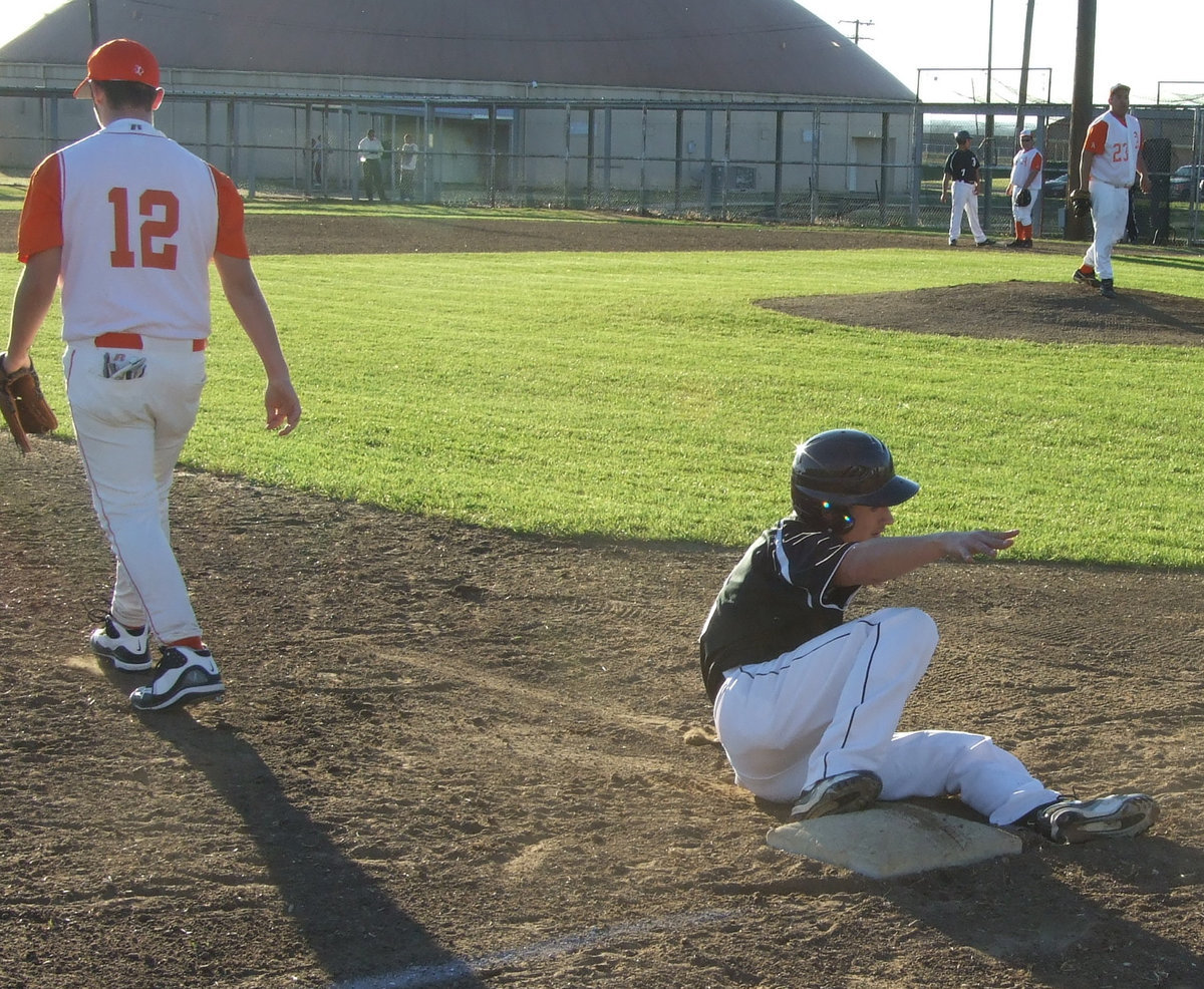 Image: Tony is safe — It took a little bit of work but Tony Wooldridge made it to 3rd base safely.