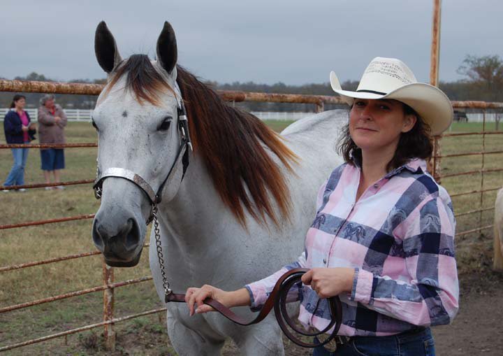 Image: Halter winners — Mary Roberts of Waxahachie and her mare Graceful Afternoon won the Color at Halter class.