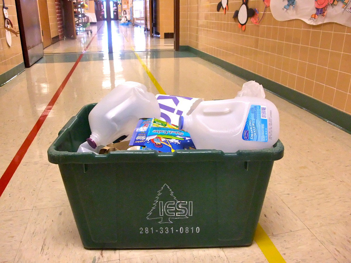 Image: Lots of recycling material — The City of Italy provided the recycling bins.