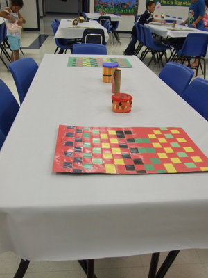 Image: Internationally Decorated Tables — The tables were decorated by the elementary students.