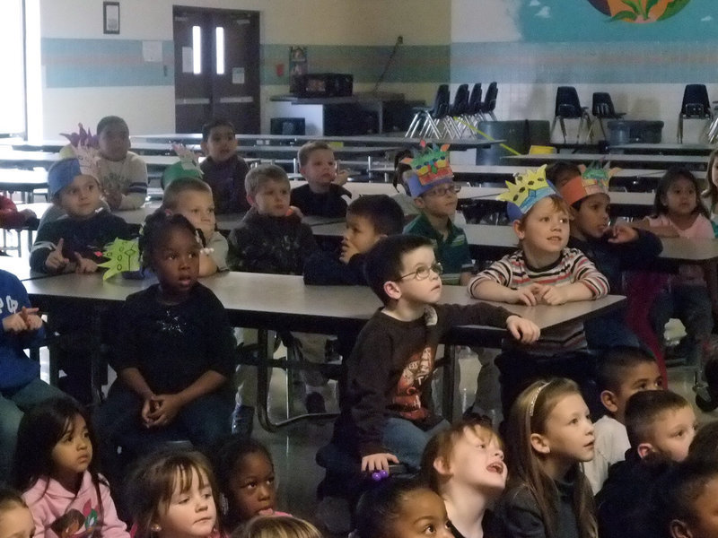 Image: Watching the slide show — The students enjoyed their 100 numbers slide show.