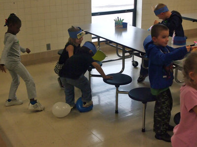 Image: It won’t pop — This student was stomping his balloon.