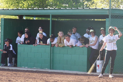 Image: Dugout — The Lady Gladiator dugout was loud and proud during the game.