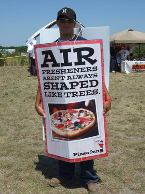 Image: Walking Advertisement — Ethan Burke was the walking pizza advertisement.