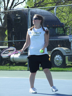 Image: Having a ball — Krystal Johnson made some racket at the tennis scrimmage hosted by the Gladiators.