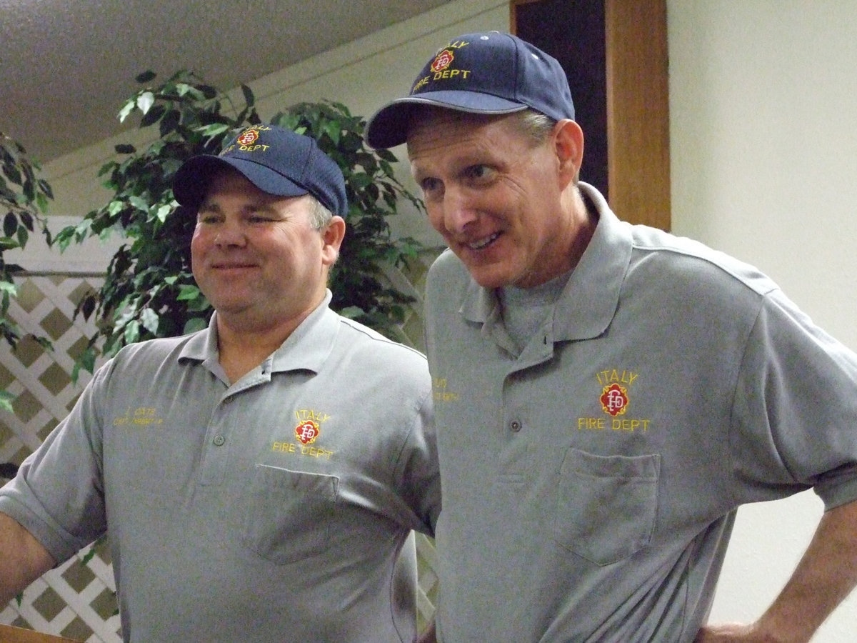 Image: Jackie and Randy — Captain Cate and Assistant Chief Randy Boyd were proud to give Chief Chambers his Years of Service Award.