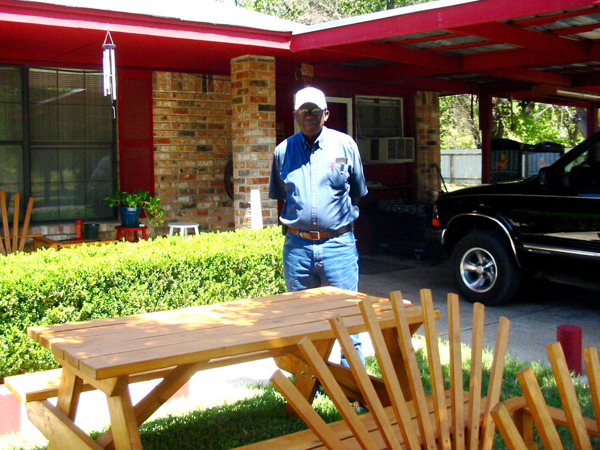 Image: Larry Swanson and his craft — He has some furniture ready for sale for $35 and up, but will do custom orders. For more information, contact Larry Swanson at (972) 483-6304.