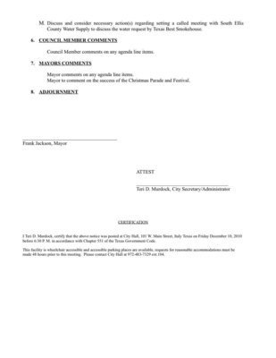 Image: Agenda: December 13, 2010 Italy City Council Meeting Page 2