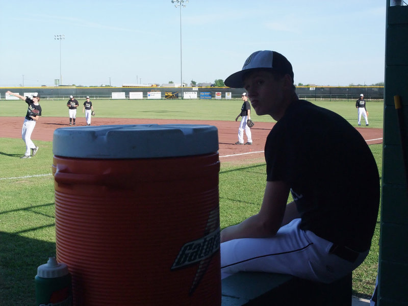 Image: Jase observes — Jase Holden can barely hold his breathe in anticipation of the game against Grand Prairie.