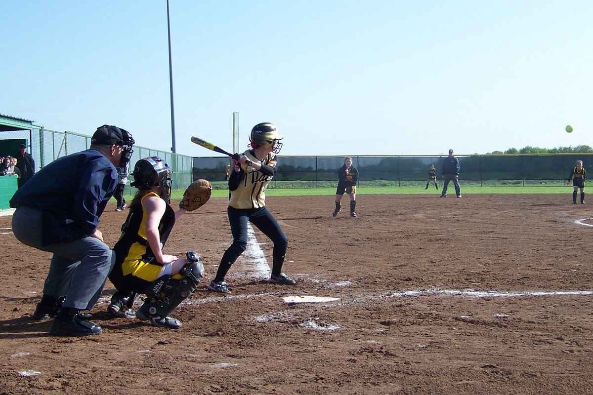 Image: Drew Windham at the plate — Drew Windham was the offensive player of the game, batting 1000 and scoring three runs.