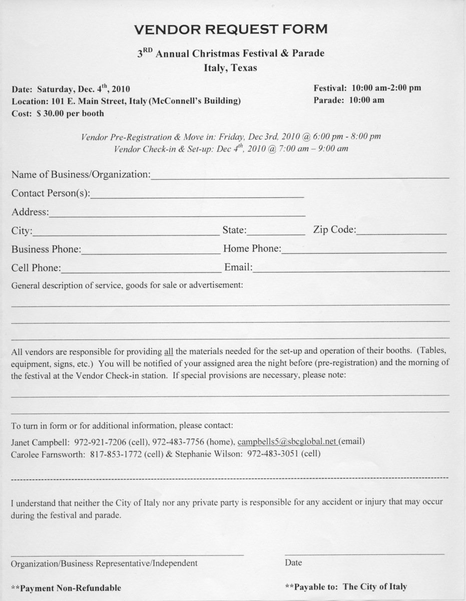 Image: Vendor Form