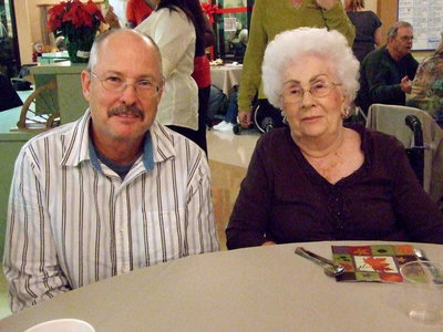Image: Jim &amp; Margaret — Margaret Oliphant is enjoying her visit with her nephew Jim while waiting for their dinner.