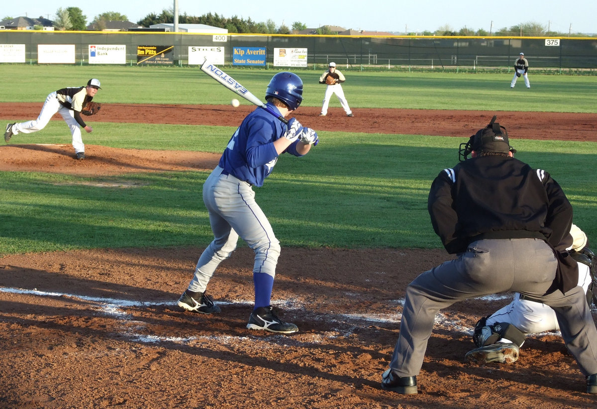 Image: Hit that one! — Buchanan set down this batter in three strikes.