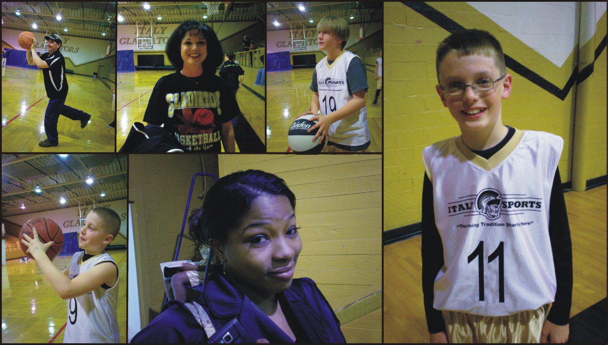 Image: IYAA families and friends piece together a winning tradition — Top row: IYAA President Jason Escamilla gives it a shot, 5th &amp; 6th grade boys Coach Andrea Windham, the Commissioners son, #19 Lance McClendon, takes aim; Bottom row:  #9 Jason Escamilla shows his form, the lovely Mrs. Cochran has always done her part for the IYAA; Far right: IYAA standout, Ty Windham, takes a moment with photographers