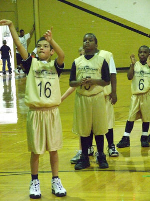 Image: Halftime shots — Christian and his pals warm up at halftime.
