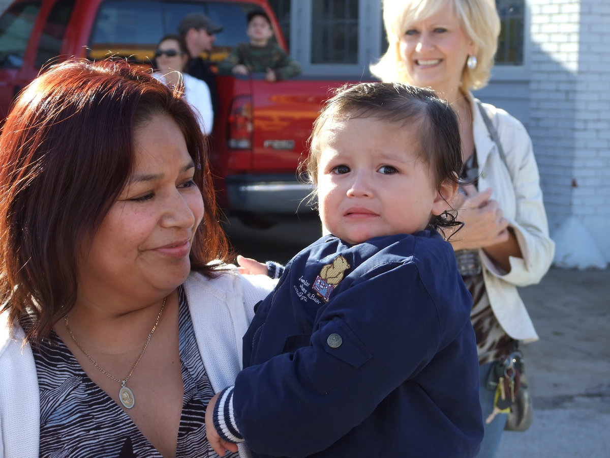 Image: Ok, I am a little scared — The firetruck was a little too loud but she had fun anyway.