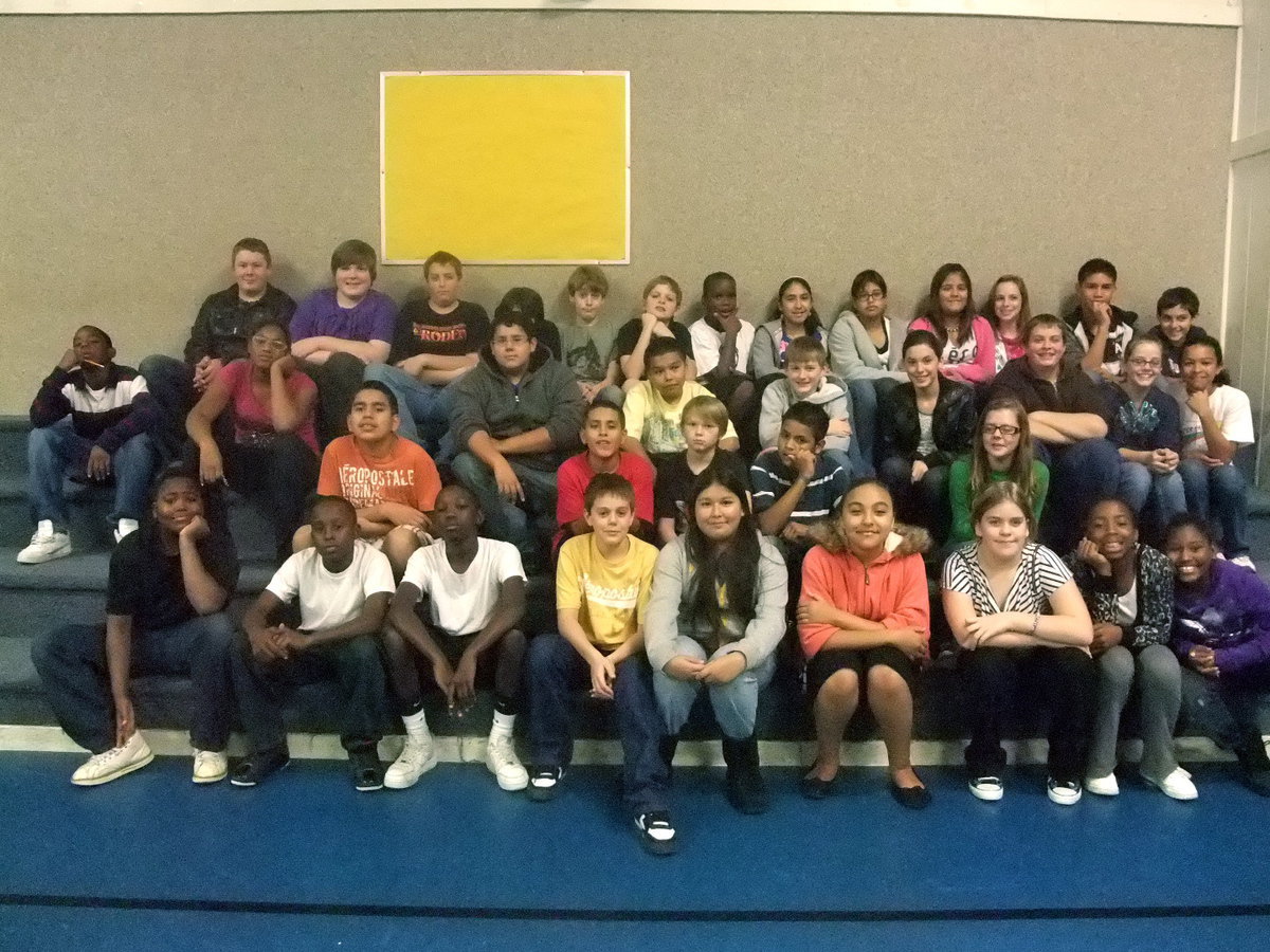 Image: Sixth Grade Class — This sixth grade class along with their teachers came up the new school creed.