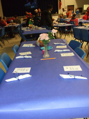 Image: Decorated Tables — The spaghetti dinner was served by students and the tables were decorated by them too.