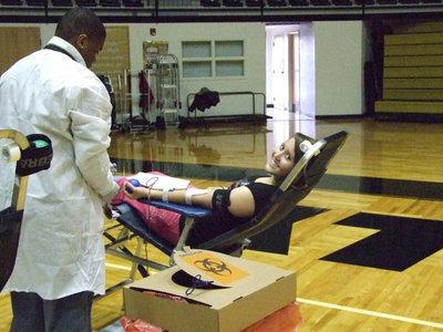 Image: Jelly gives blood too — Angelica Garza is happy about helping the community.