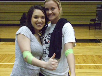 Image: Strickland and Westbrook — Kelli Strickland and Courtney Westbrook went together and donated blood to help out.