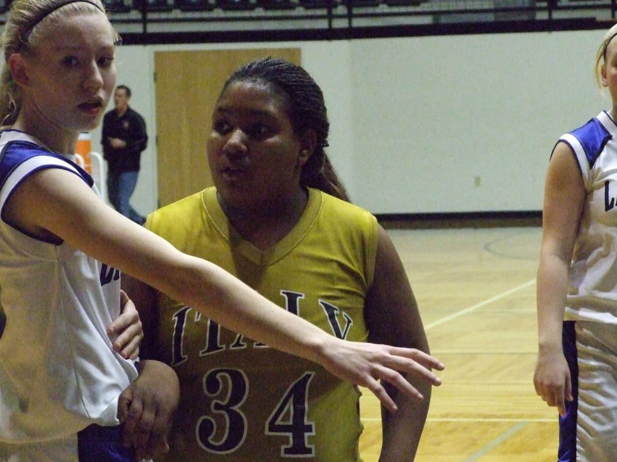 Image: Khadijah Davis — Italy’s #34 Khadijah Davis handles the point guard duties for the Lady Gladiators JV.