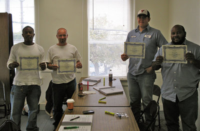 Image: Certified! — City employees pictured receiving their Wastewater Treatment Certifications are: Justyn Henderson, Jason Henderson, Jacob Hopkins and Shedric Walker. Congratulations!