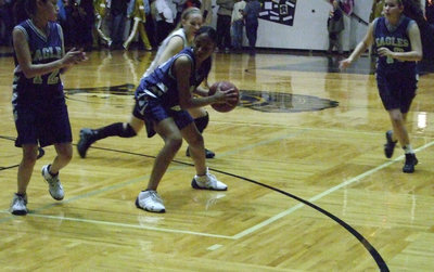 Image: Looking for help — The Lady Eagles from Waxahachie looked for help at every play.