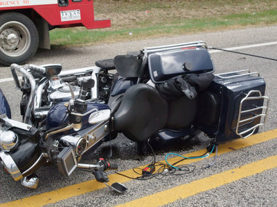 Image: Motorcycle on it’s side
