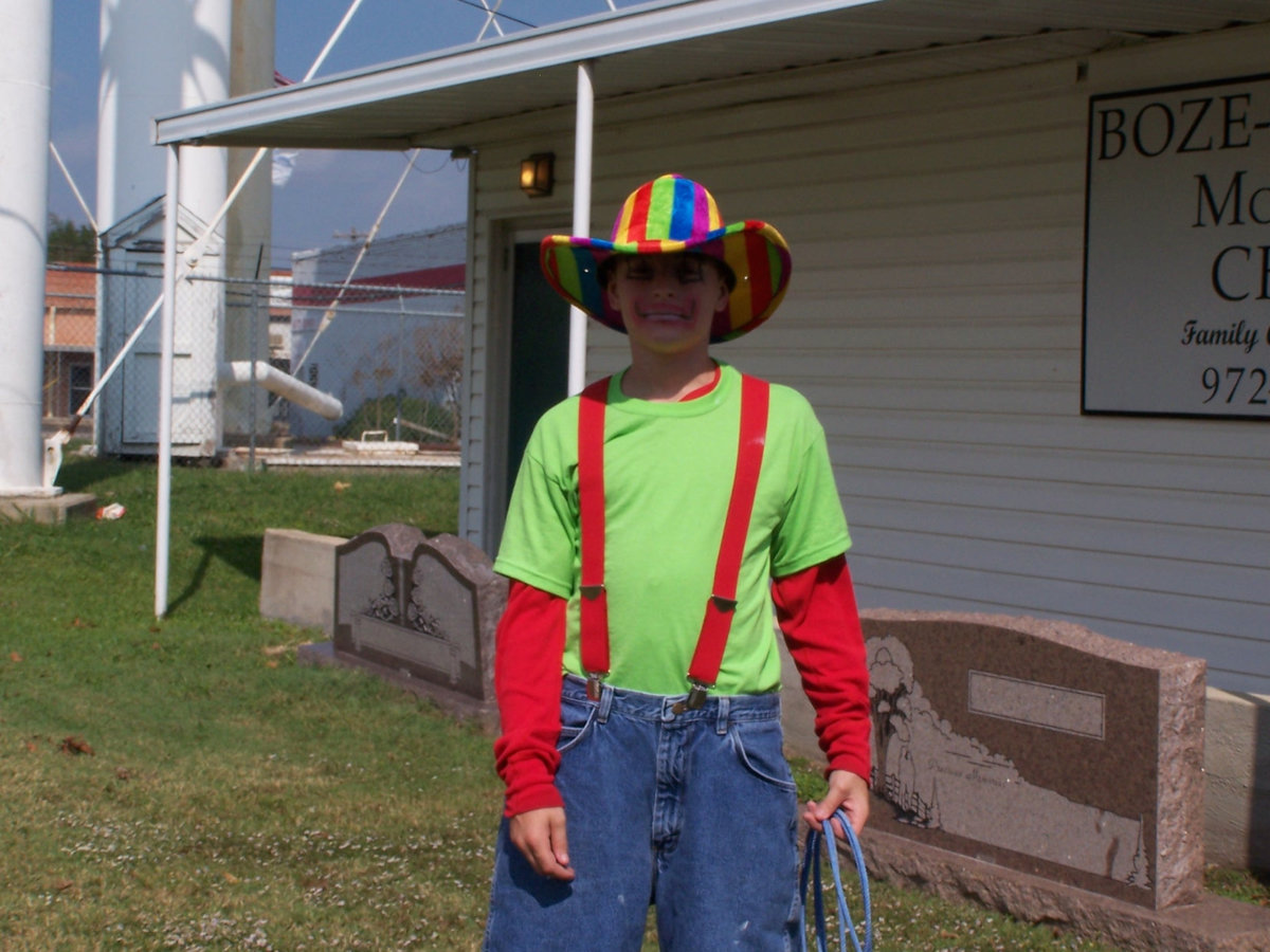 Image: Clay, the clown — Clay Riddle worked hard helping all the participants at the rodeo.