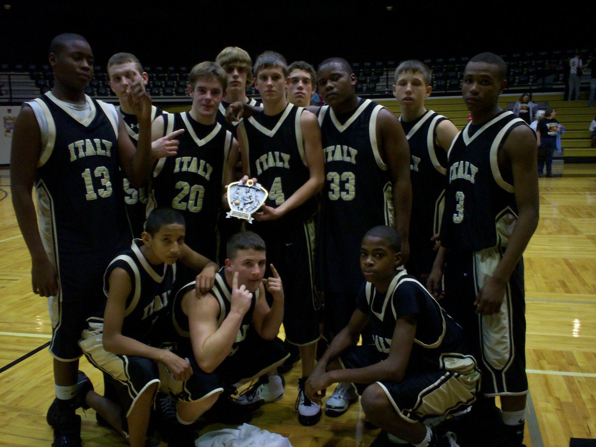 Image: Italy Gladiators JV – Tournament Champions — Coach larry “The Law” Mayberry’s arsenal of athletes, the Italy JV squad, took no prisoners as they out-shot Blooming Grove 69-37 for the Tournament Championship Trophy.