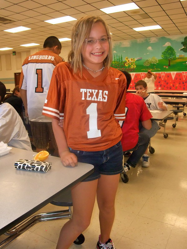 Image: Cute in her Jersey — It is Jersey Day.