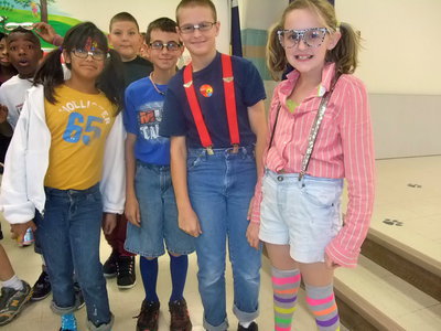 Image: Sabrina, Trevor, Clay &amp; Kirby — Sabrina Hernandez, Trevor Mott, Clay Riddle and Kirby Nelson got in the spirit of Nerd Day.