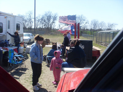 Image: Gary’s crew — Local Griller Gary Wood had plenty of friends showing their support while he slowly smoked the BBQ.