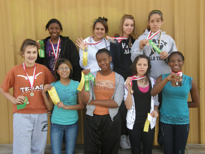 Image: 8th Grade Meets Again — The 8th Girls are proud of their accomplishments after the Panther Relays in Maypearl.