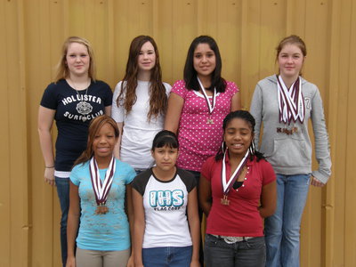 Image: The 7th Grade Girls — The 7th Grade Girls are still smiling after the Mildred meet.