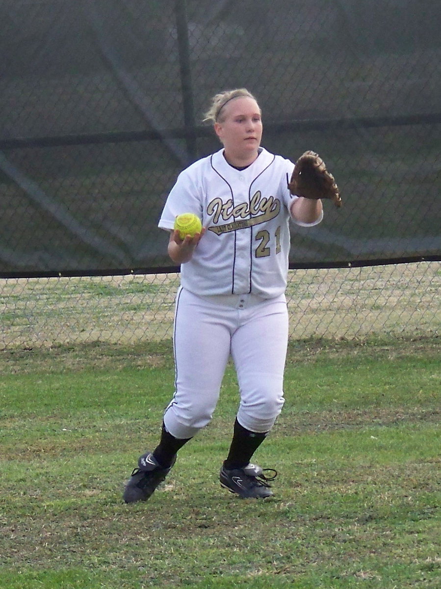 Image: Drenda Burke — Drenda taking outfield practice during the warm-ups.