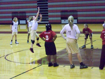 Image: Tara from the line — Tara is all go all the time. This is her shooting a relaxed free throw.