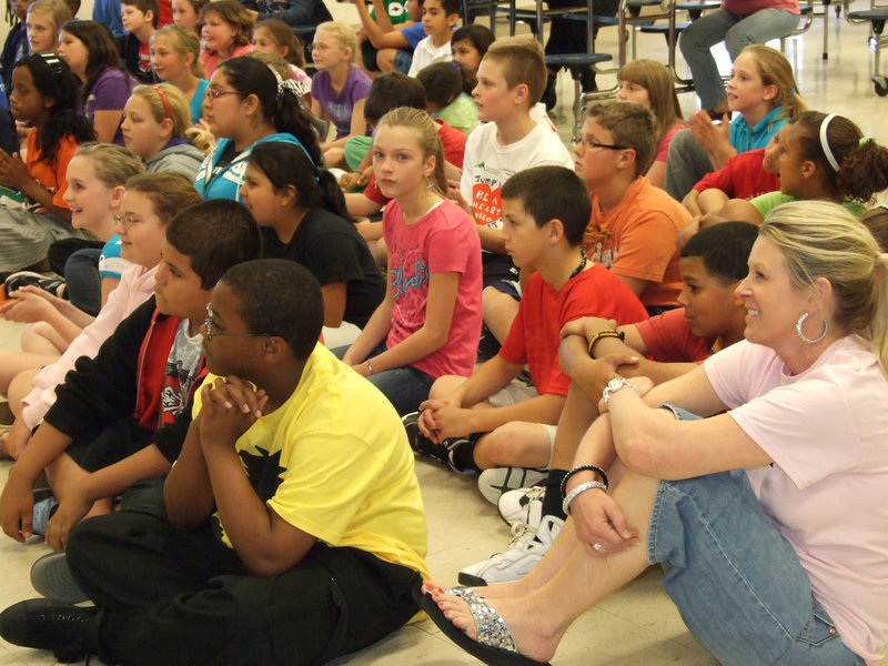 Image: Motivational — The Stafford 5th graders remained captivated by the spirit-rousing routines.