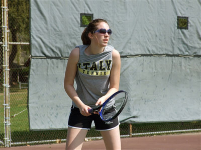 Image: Bring it — Melissa Smithey waits for the serve.