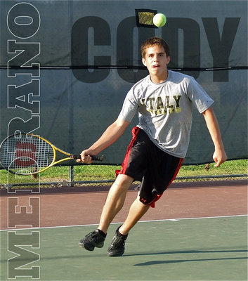 Image: Cody Medrano — IHS Freshman, Cody Medrano, shows great promise as a tennis player.